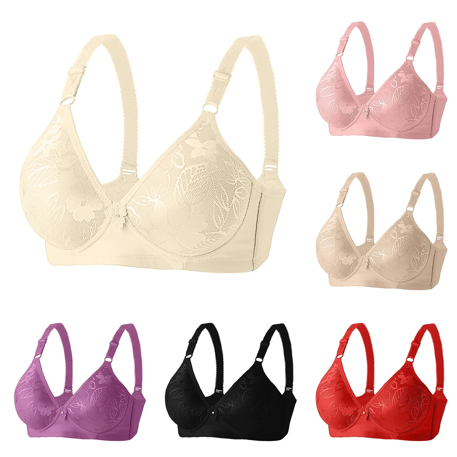 

Women Bras Push up Women's Comfortable And Sexy New Women's Middle And Old Age No Steel Rim Adjustment Gathering Bra