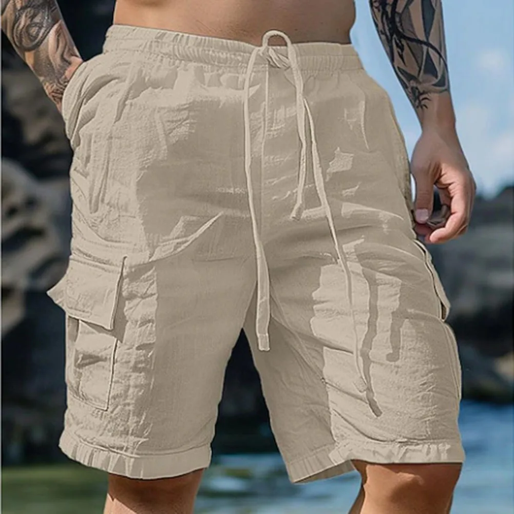 Men’s Summer Loose Solid Color With Pockets Cargo Shorts Fashion Beach Streetwear Hombre Fashion Casual Shorts 18 S56bfde071eeb4050ba18a6ce5c7671202