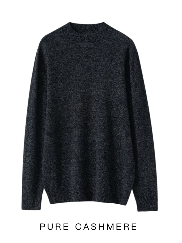New Men's 100% Merino Wool Mock Neck Pullover Cashmere Sweater Soft Warm Jumpers Quality Casual Smart Knitwear Basic Tops Clothi 3