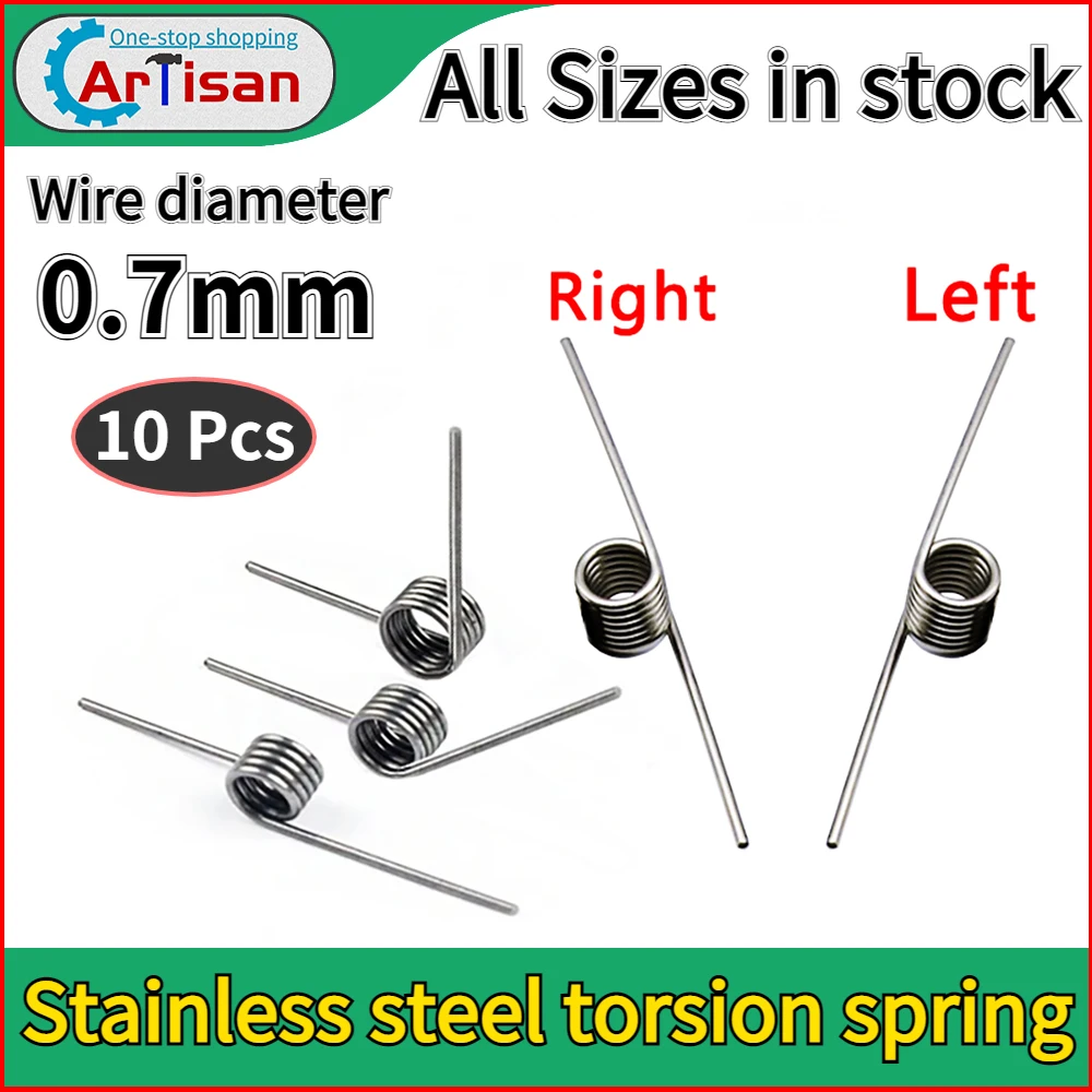 10 Pcs Torsion Spring Right Left Stainless Steel Wire Diameter 0.7mm