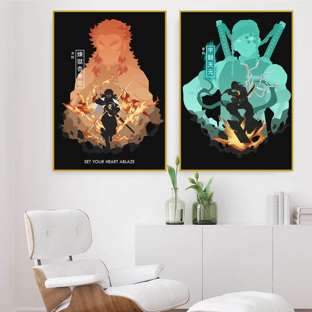 Demon Slayer Posters Anime para Quarto Infantil, Filme Japonês, Tanjirou,  Inosuke, Quadrinhos, Pintura, Decoração de Casa