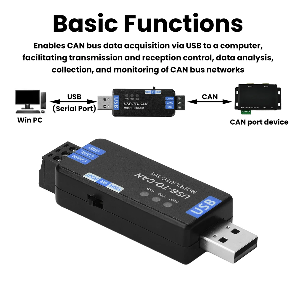 USB-CAN 통신 장비 USB-CAN 2.0A 어댑터 분석기 고속 USB 신호 변환기 PCAN 펌웨어
