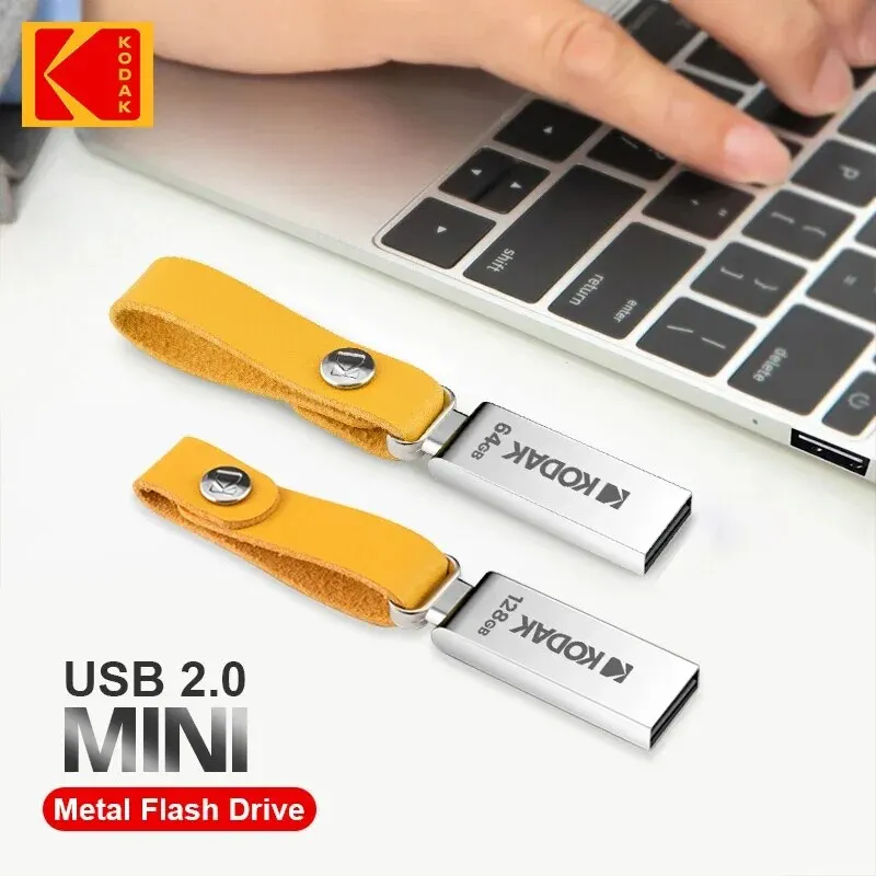 Flash Drive 128GB 64GB 32GB KODAK USB 2.0 Pen Drive Waterproof Mini Memory Stick Leather Metal U Disk