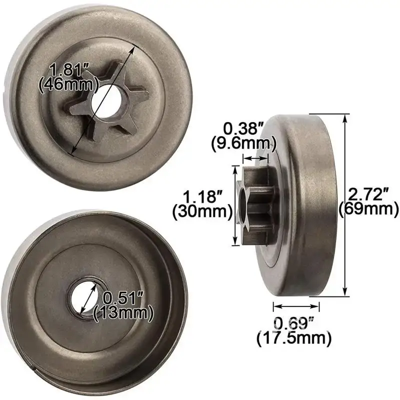 

Pitch 6T Clutch Drum Sprocket Washer E-Clip Kit For 017 018 021 023 025 MS170 MS180 MS210 MS230 MS250 Chainsaw 3/8