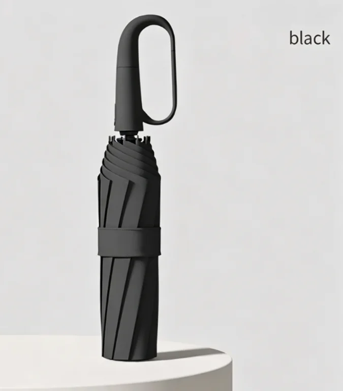 UV Protection UPF50+ Automatic Folding Sun Umbrella with Stylish Loop Buckle