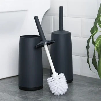 Scopino per WC in plastica con base in piedi Spazzola per pulizia WC con manico lungo per WC Accessori per il bagno Strumenti per la pulizia della casa 1
