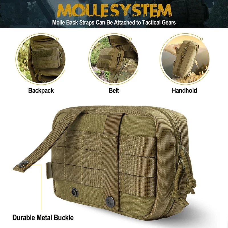 ONETIGRIS Military MOLLE Admin Pouch Tactical Multi Medical Kit Soft Bag Utility Tool Belt EDC Pouch For Camping Hiking Hunting