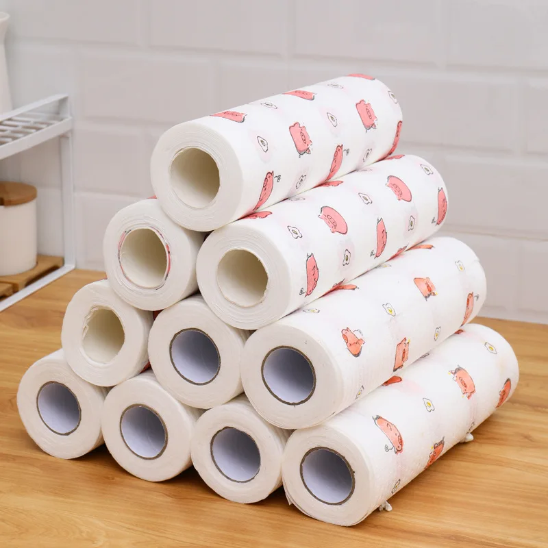

50 Pcs/Rolls Disposable Reusable Kitchen Rolls Non-Woven Kitchen Cloth Rolls Cleaning Rags Scouring Pads Dish Towels