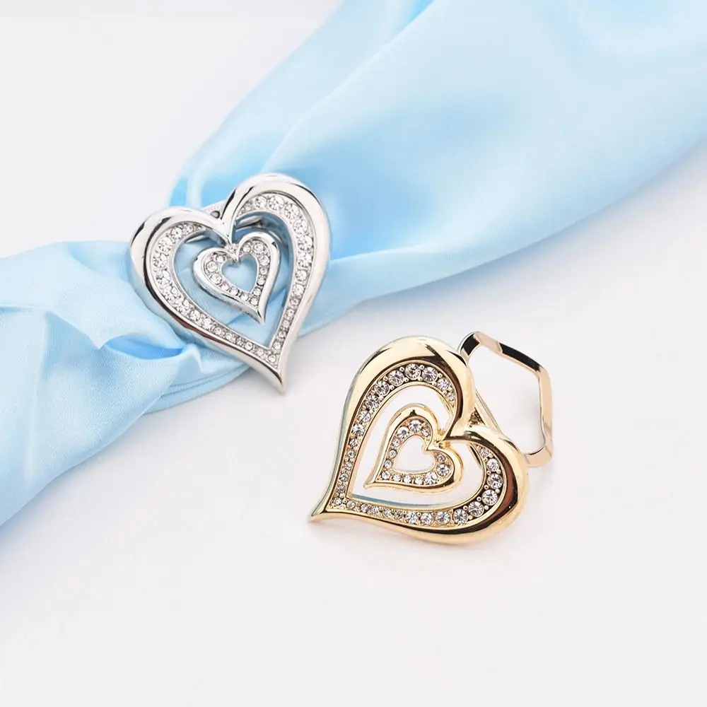 Heart Scarf Brooches Crystal Silk Scarf Buckle Brooch Women Shawl Ring Clip Scarves  Fastener Hem Knotted Button Accessories - Brooches - AliExpress