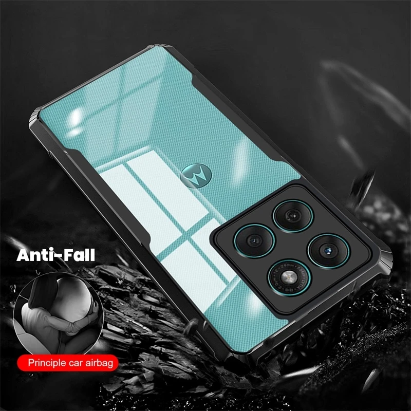 Transparent Acrylic Back Cover with TPU Soft Frame - Shockproof Armor Case
