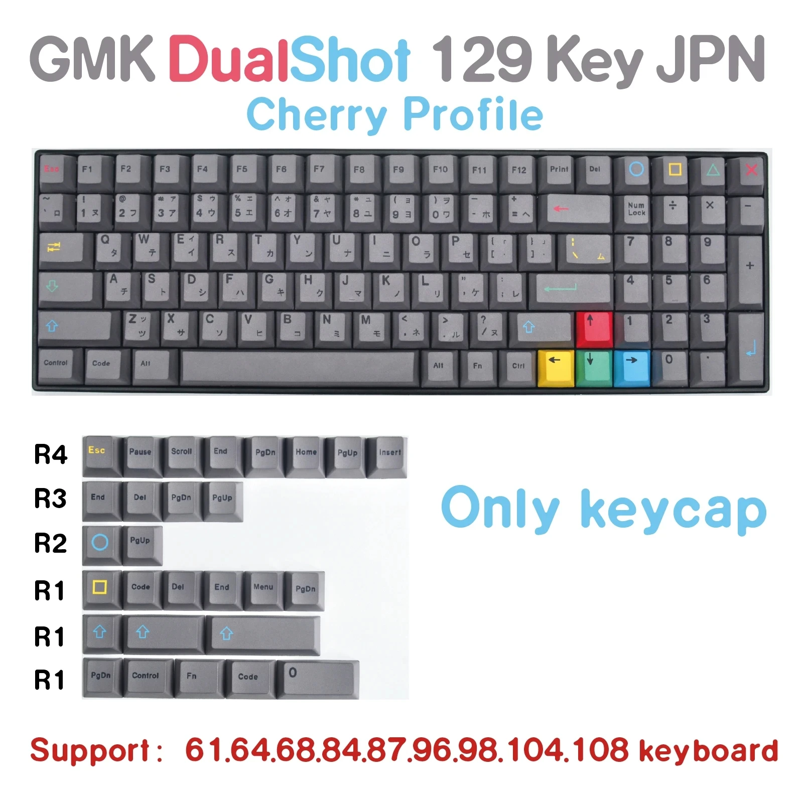 129 клавиш/набор, колпачки для ключей GMK Dualshot, колпачки для ключей с краской PBT, колпачки для ключей с вишневым профилем для Keychron Q1 Q2 K2 Anne GH60 GK64, покер