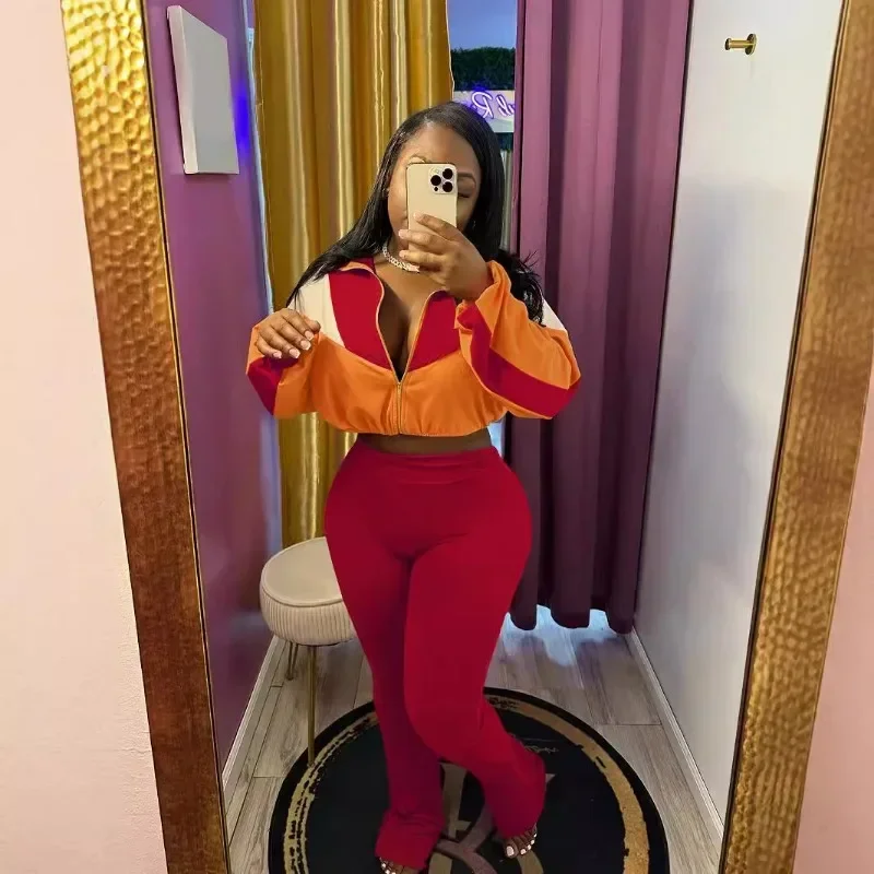 Sporty Casual Tracksuits Set Women 2 Piece Outfit Fall Winter 2024 Long Sleeve Zipper Jacket Top and Sweatpants Matching Sets