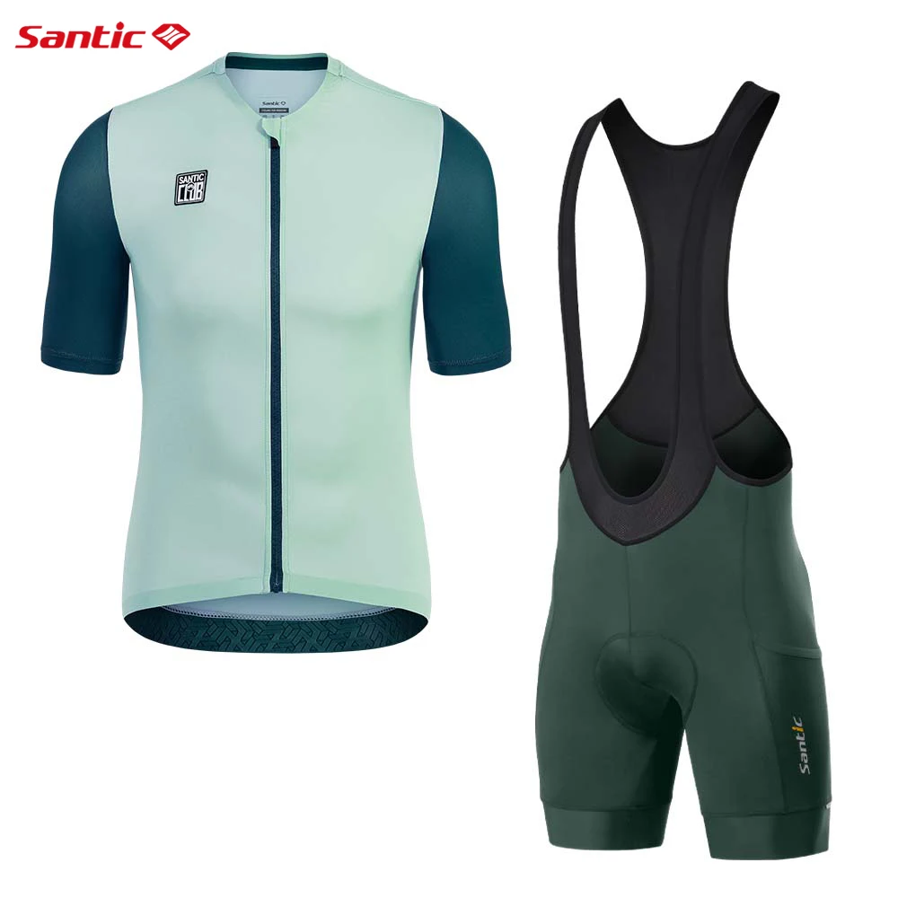 Santic 2025 Cycling Set for Men Summer Short Sleeve MTB Cycling Jersey Padded Bib Shorts Quick Dry Breathable Bicycle Clothing 4