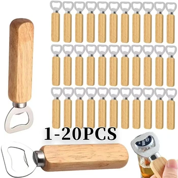 1-20PCS Wooden Bottle Opener Beer Can Opener Household Kitchen Bar Tools for Home Handle Handheld Wine Soda Glass Cap Gadgets