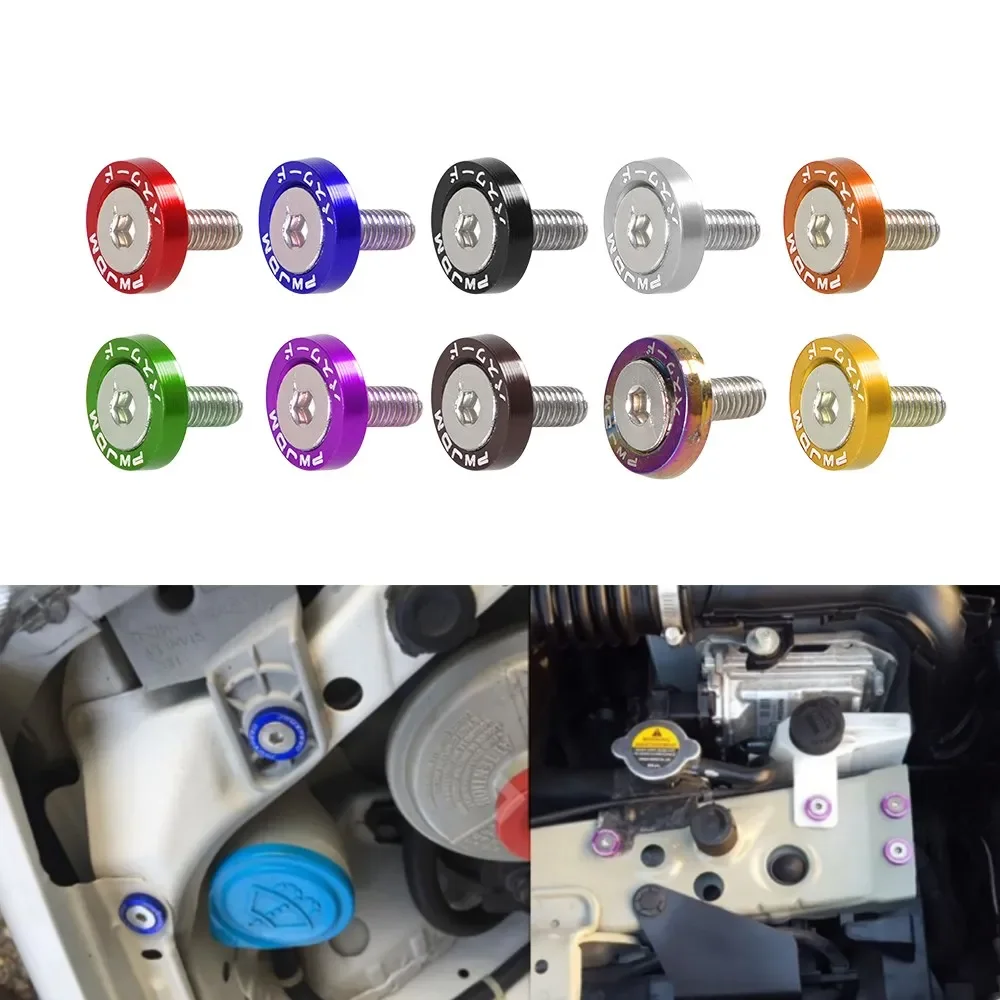 Universal M6 Car Modified Hex Fasteners Fender Washer JDM Bumper Engine Aluminum Concave Screws For Honda LBJ-1001 10Pcs auto fasteners