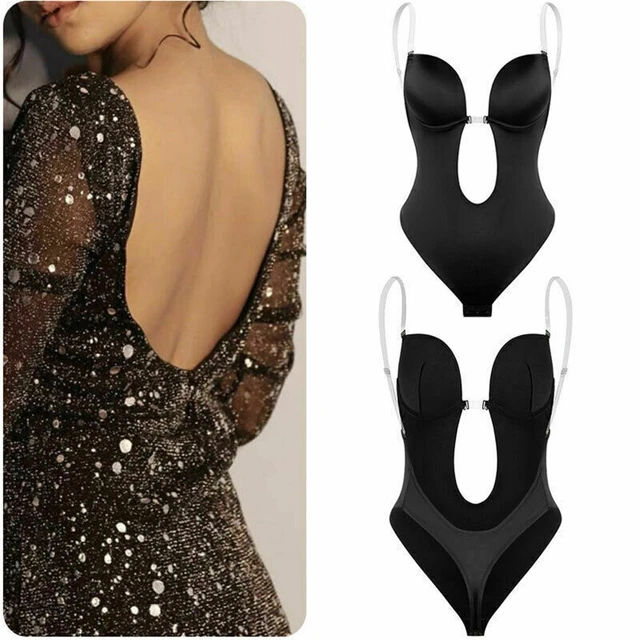 Shapewear Bodysuit Women Sexy Deep V-Neck Body Shaper Padded Bra Backless U  Plunge Thong Waist Trainer Push Up Party Corset - AliExpress