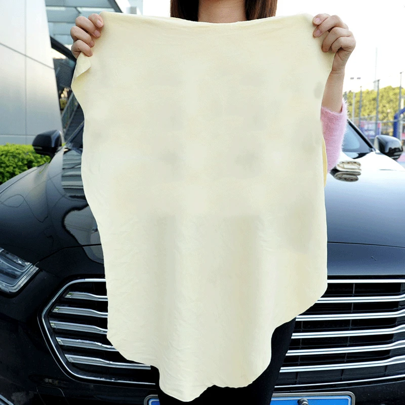 

Natural Car Cleaning Cloth Chamois Leather Car Wash Towel Absorbent Car Glass Clean Deerskin Towel Quick Dry Towel Free Shape