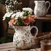 Ceramic Large Flower Pot with Handle Round Hydroponic Vase Pastoral Style Ornament For Home Decor Living Room Flower Arrangement 3