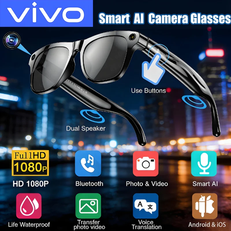 VIVO Color Changing AI Smart Glasses Chat GPT 100MP Camera Bluetooth Call Voice Assistant Control Smart Glasses 2026
