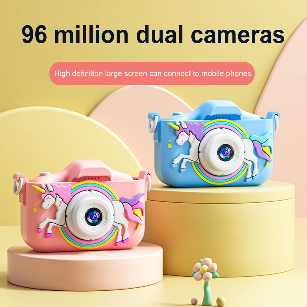 실리콘 케이스가 있는 휴대용 어린이 디지털 비디오 카메라,  카메라, 2.0 인치 IPS 스크린, 1080P HD, 소년 소녀, 7-12 세, 96MP