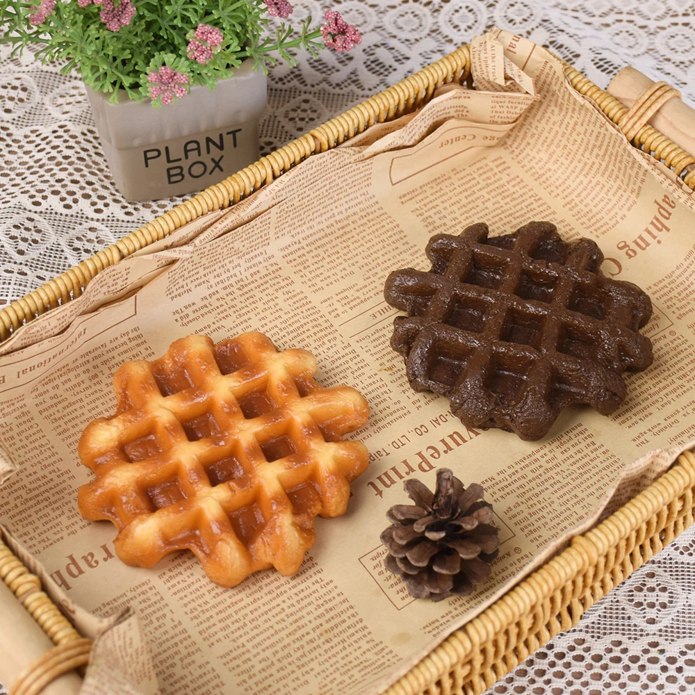 Künstlicher simulierter Karamell-Brunch, künstliche belgische Waffel, Frühstück, Café, Modell, Dessert, Creme, Display, DIY-Schrank, Dekoration, Dim – Detail 5