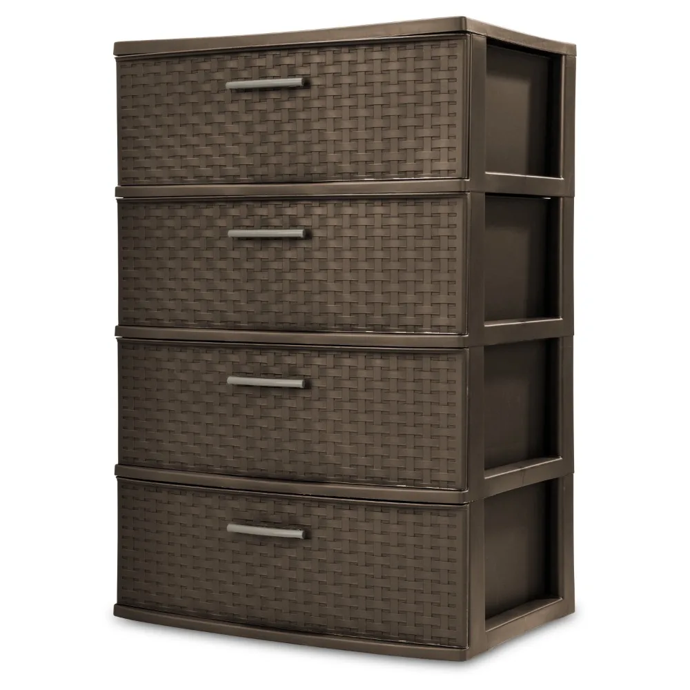 

4 Drawer Wide Weave Tower Cement Multi-purpose Storage Containers Durable (USA)