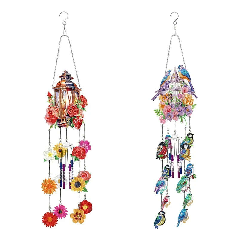 

Wind Spinner DIY Diamond Art Painting Wind Chime Double Sided Hanging Ornament For Garden 2 Pieces