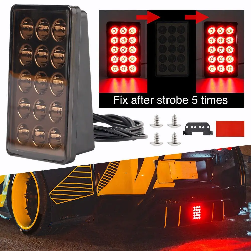 

Universal F1 Strobe Flash Light LED Rear Tail Light Smoked Car Light LEDs 3rd Accessories 12V Signal Warning Lamp 15 Brake Z0Q5
