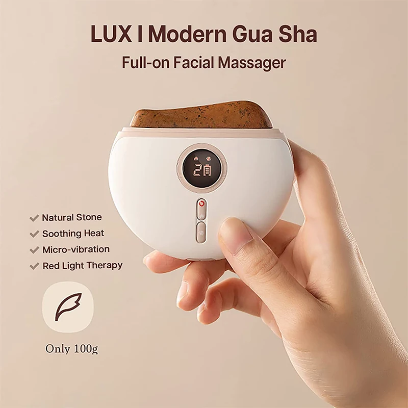 Portable Red Bian Stone Electric Scraping Board Gua Sha Vibrate Heated Lifting Led Health Beauty Device Face and Neck Massage