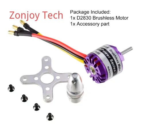 Moteur sans balais D2830 850KV pour drone RC multirotor, vue latérale avec dissipateur thermique