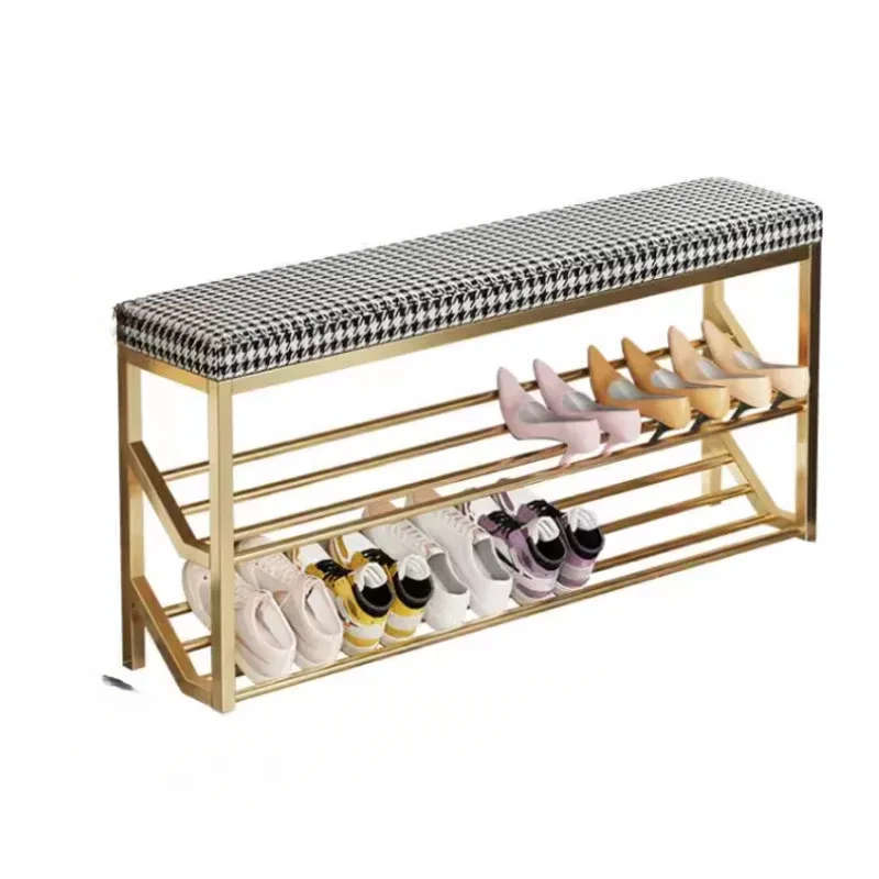 

Light Luxury Modern Metal Iron Shoe Stool Door Household Is Extremely Narrow Can Sit Without Installation Shoe Rack