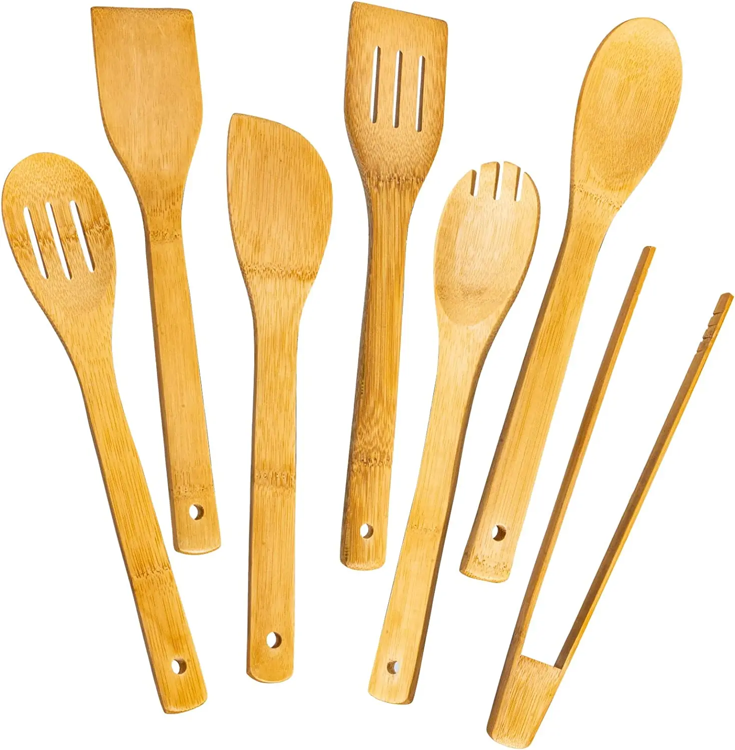 Wooden Spoons for Cooking 6-Piece, Kitchen Nonstick Bamboo Cooking Utensils Set, Durable and Healthy Bamboo Wooden Spatula Spoon