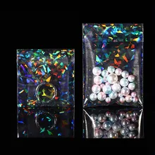 

50pcs Laser Fragment Laser Self-adhesive Bag Transparent Plastic OPP Bag Flash Holographic Idol Cards Sleeves Film Cover Package