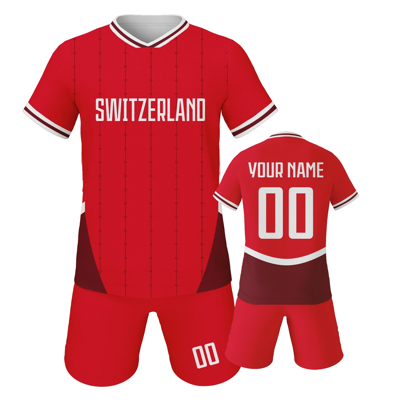 Custom Switzerland Soccer Jersey Personalized Name Number Kids Football Uniforms Soccer Tracksuit Jersey Kit Gift for Children