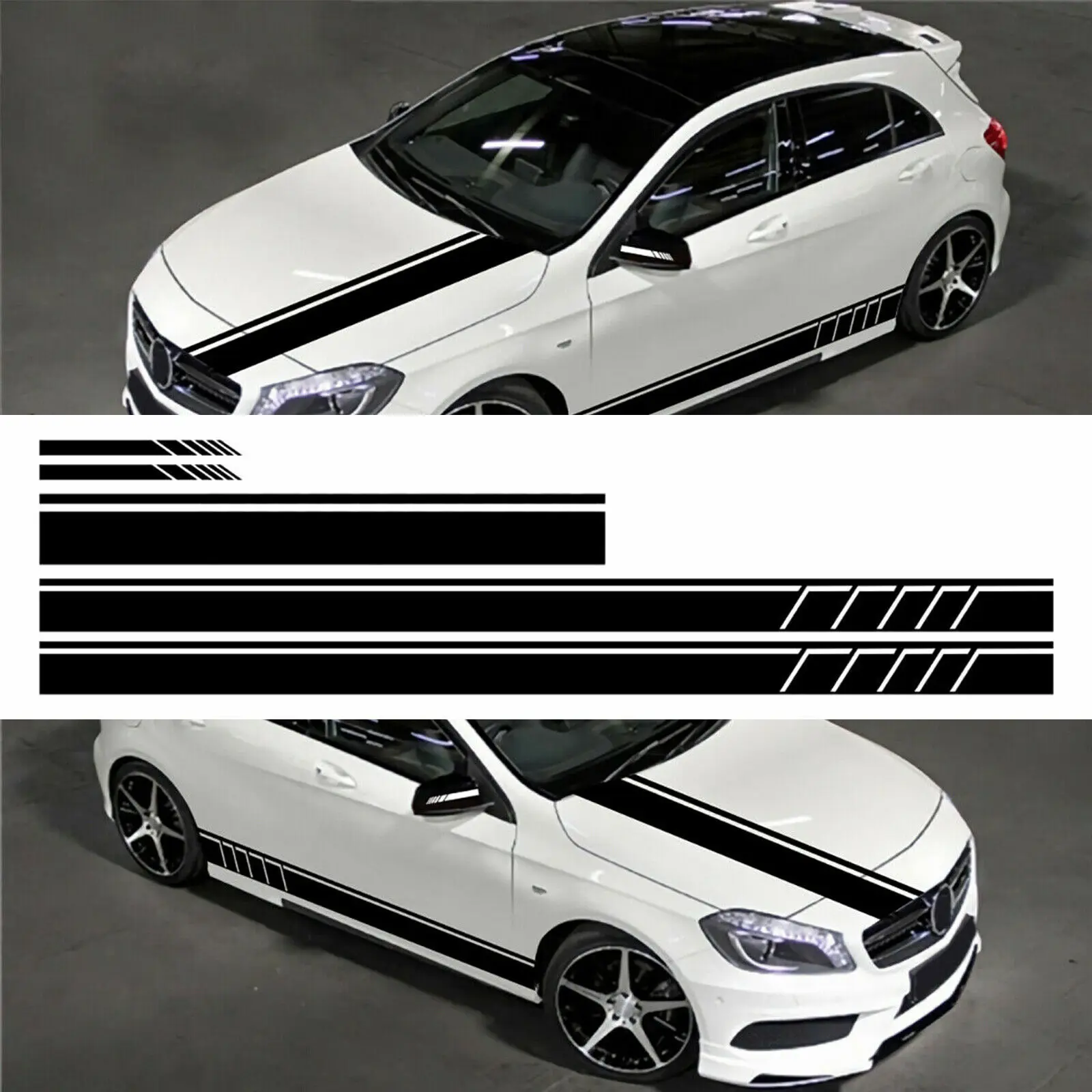 

5PCS Car Body Hood Rearview Mirror Racing Stripe Vinyl Sticker Decals Racing Sport Automobiles Body DIY Wrap Car Accessories