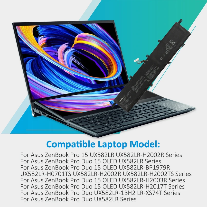 Bateria do Portátil para Asus Zenbook Pro Duo 15 Oled Ux582 Série Ux582lr Xs74t Ux582lr-h2002ts H2003r Lr-xs74t Kingsener-c42n2008 - Imagem 3