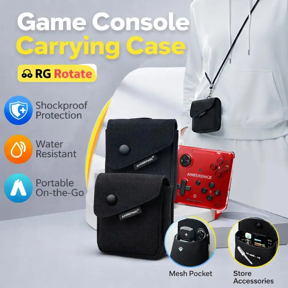 Anbernic RG 회전 휴대용 게임 콘솔용 충격 방지 보호 보관 가방 칸막이가 있는 옥스포드 방수 휴대용 케이스