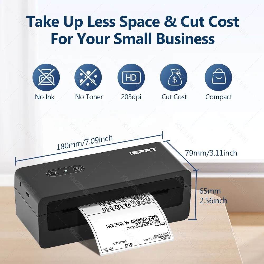 4x6 inch Shipping Printer 110mm Thermal Label Express Barcode Sticker Printing Free APP Bluetooth Compatible with iOS Android