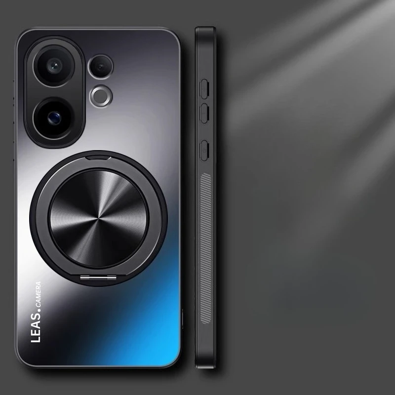 Magnetic Matte Shockproof Case with 360° Rotating Ring Holder and Stand Feature