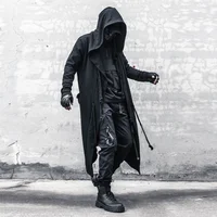 ARENS Men's Tide Spring Autumn Darkwear Warrior Large Size Windbreaker Gothic Style Long Coat Punk Cloak Hooded Wizard 1