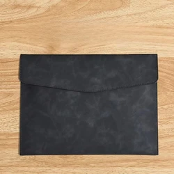 A4 Leather Business Briefcase with Retro Waterproof Design (Black)