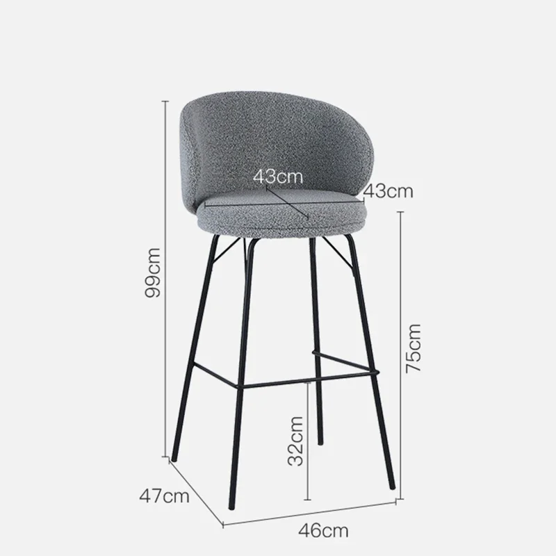 Nordic Flannel Bar Chair for Kitchen Bar Furniture Metal Wrought Iron High Feet The Chairs Home Simple Designer Front Desk Stool