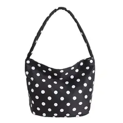 Stylish Polka Dot Tote Bag for Women - Spacious Shoulder Handbag for Travel or Office (Black)