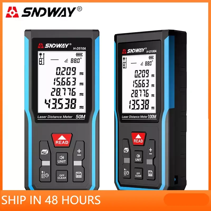 

SNDWAY Laser Distance Meter 50M 70M 100M 120M Rangefinder Digital Range Finder Trena Roulette Ruler Distance Measuring Tape