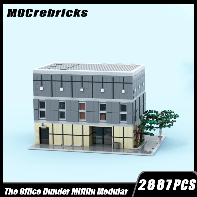 Moc-125220 City Street View Corner The Office Building Modulare Building Block Assembly Model Brick Toy Regali Per Bambini