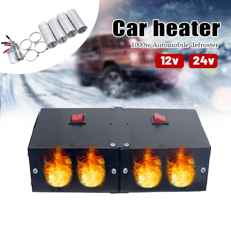 1600W 4 Holes Car Heater Fast Heating 12V/24V Air Fan Parking Heater Window Windshield Demister