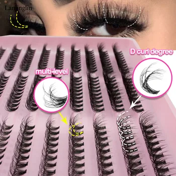 300PCS Fluffy Thick Eyelash Clusters D/DD Curl Wispy Individual Lashes 30D/40D/50 Mix Eyelash Extensions False Eyelashes Cílios
