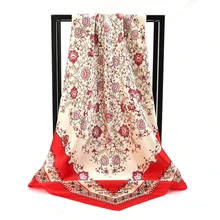 

2022 Summer Luxury Brand Silk Scarf Square Women Shawls Wraps Fashion Office Lady Small Hair Neck Hijabs Foulard Bandana