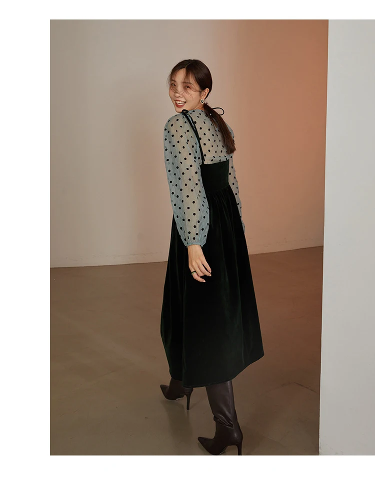 2022 فستان شيال بلوزه منقطه تصاميم كوريه جديد فساتين العيد لعام