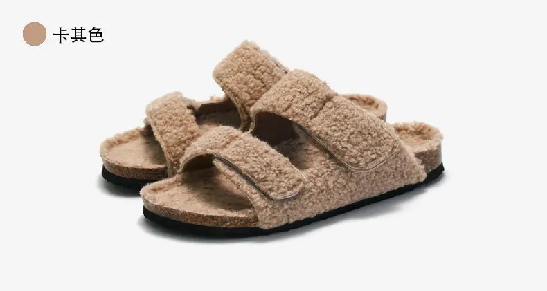 Comwarm Damen-Hausschuhe mit Plüschfutter und Klettverschluss, rutschfeste Innenrutschen, flache Rutschen, pelzige, warme, gemütliche Hausschuhe mit Fußgewölbeunterstützung – Detail 9